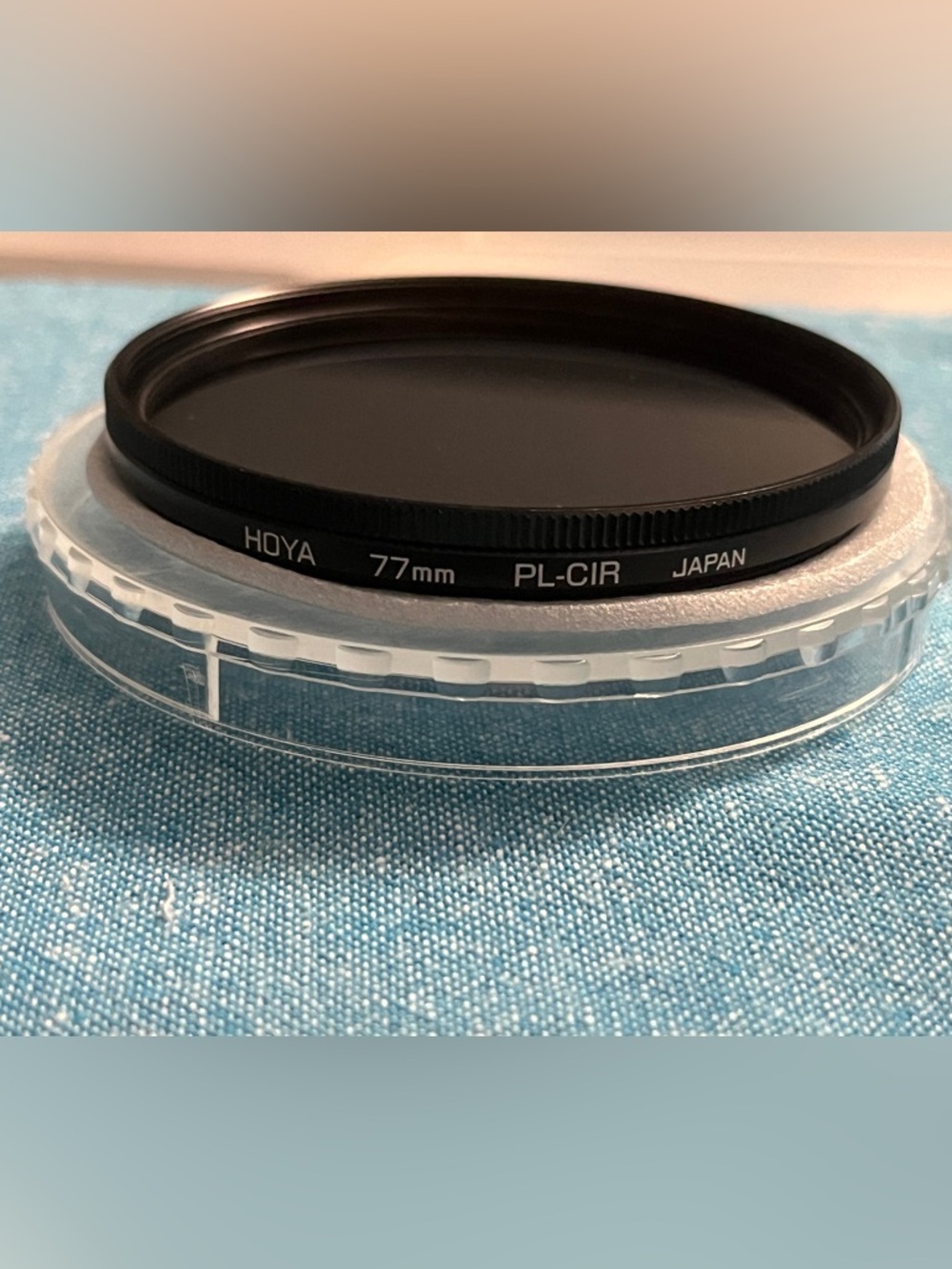 Hoya 77mm circular polarizing (PL-CIR) camera lens filter made in Japan.